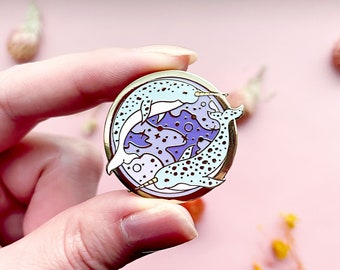 Narwhal Couple Space Whale Needle Minder