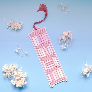 Soft Red Bookshelf Reading Tracker Bookmark With Red Tassel