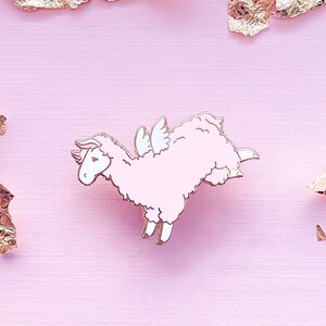 Flying Pink Llama Enamel Pin - Etsy