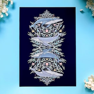 Wale, Ozeane und Perlen Nautical Original Art Print