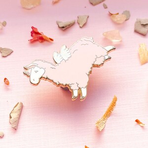 Flying Pink Llama Enamel Pin - Etsy