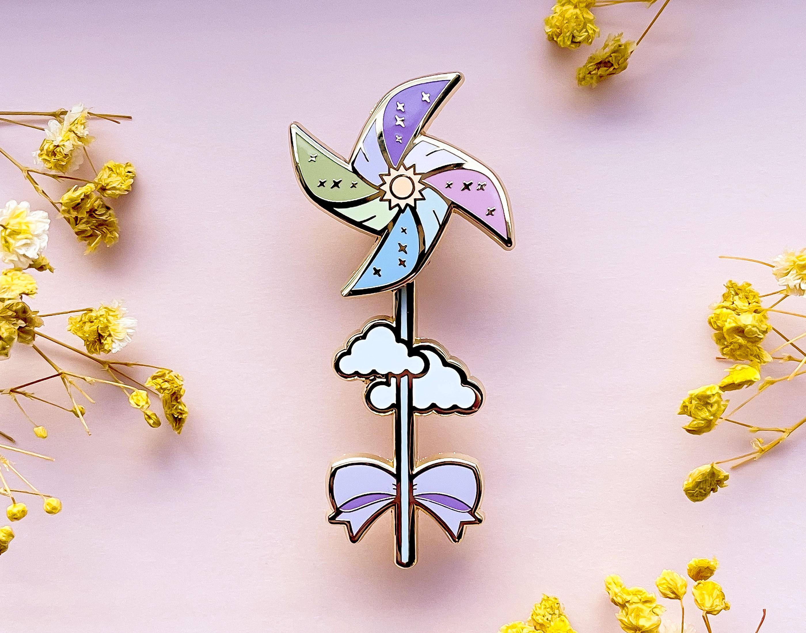 Sunny Day Cute Wind Spinner Enamel Pin - Etsy