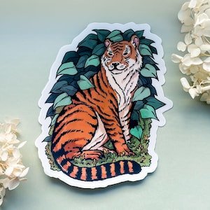 Tiger Among Leaves Clear Vinyl Sticker