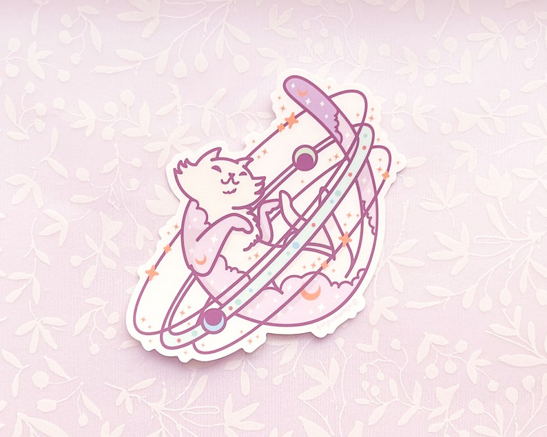 Cosmic Cat Clear Vinyl Sticker image 2