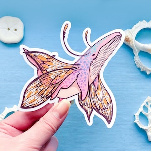 Butterfly Whale Clear Vinyl Sticker