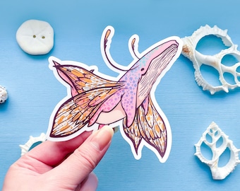 Butterfly Whale Clear Vinyl Sticker