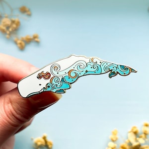 Waves Sperm Whale Enamel Pin