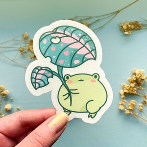 Frog Leaf Umbrella Clear Vinyl Sticker