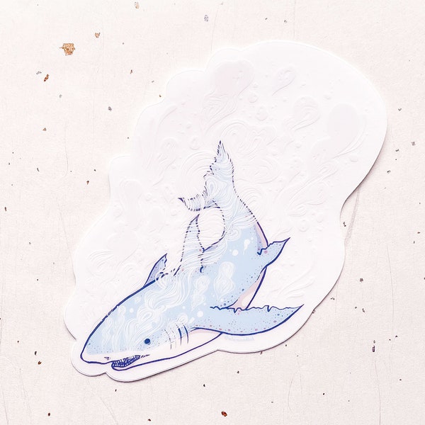 Steam Great White Shark Clear Vinyl Sticker