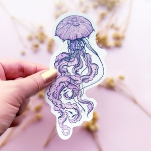 Purple Jellyfish Clear Vinyl Sticker