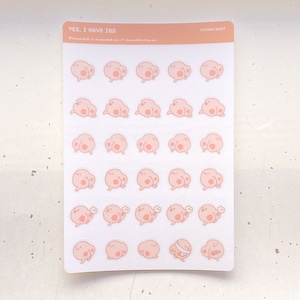 Cheeks IBS Clear Vinyl Sticker Sheet (Light Skin Tone)