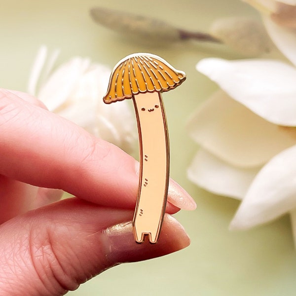 Chibi Orange Bonnet Mushroom (Mycena acicula) Enamel Pin