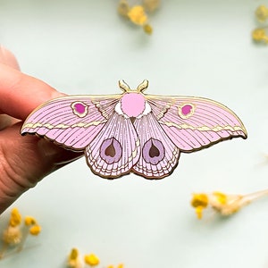 Dognin's Pink Bullseye Moth Enamel Pin