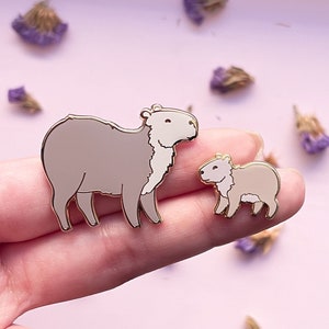 Capybara Mother and Pup Enamel Pin Set