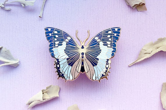 African Bluewing Butterfly Enamel Pin - Etsy