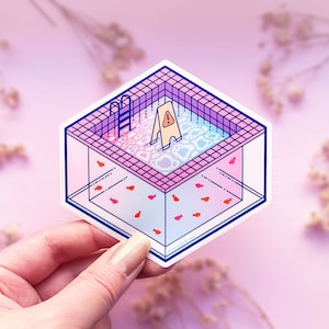 Autocollant en vinyle transparent Vaporwave pour piscine intérieure Liminal Space