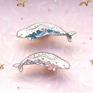 Mountain Sky Beluga Whales Enamel Pin Set