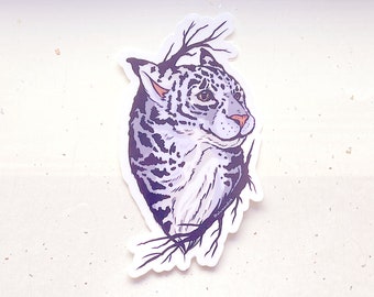 Pegatina de vinilo transparente Snow Leopard