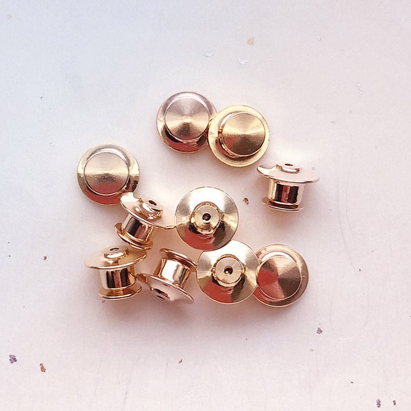 Pack of 10 Gold Locking Pin Backs for Enamel Pins