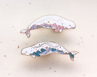 Mountain Sky Beluga Whales Enamel Pin Set