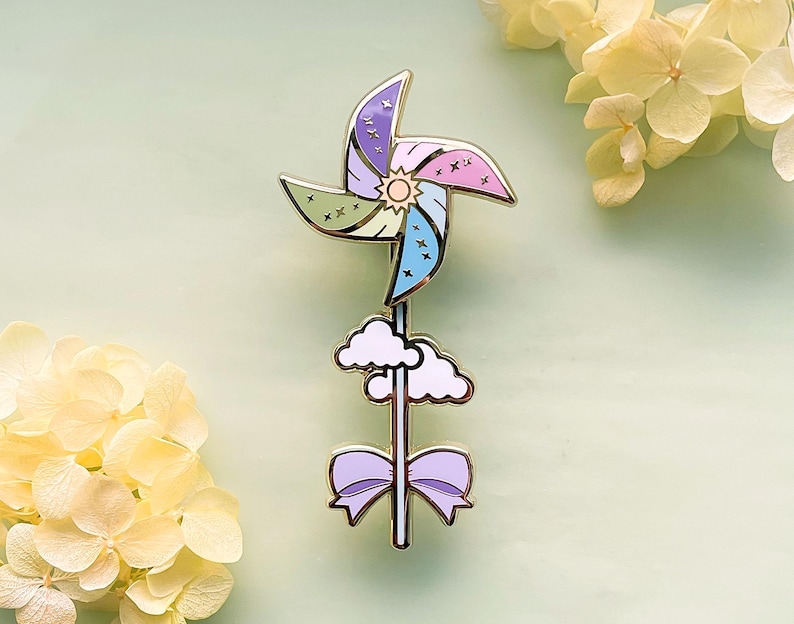 Sunny Day Cute Wind Spinner Enamel Pin - Etsy