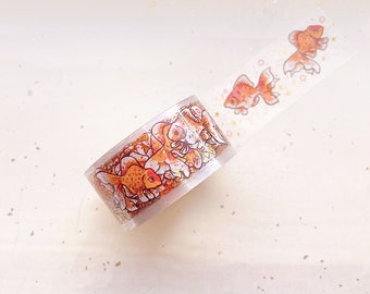 Goldfish Stars Gold Foil Clear PET Tape