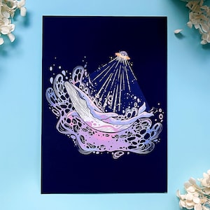 The Immaculate Abduction UFO Space Whale Original Art Print