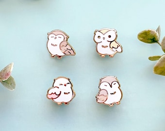 Mini Owls Söta Fåglar Bröllopsnålar Emalj Set