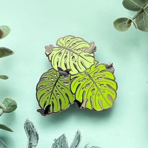 Monstera Leaves and Butterflies Enamel Pin