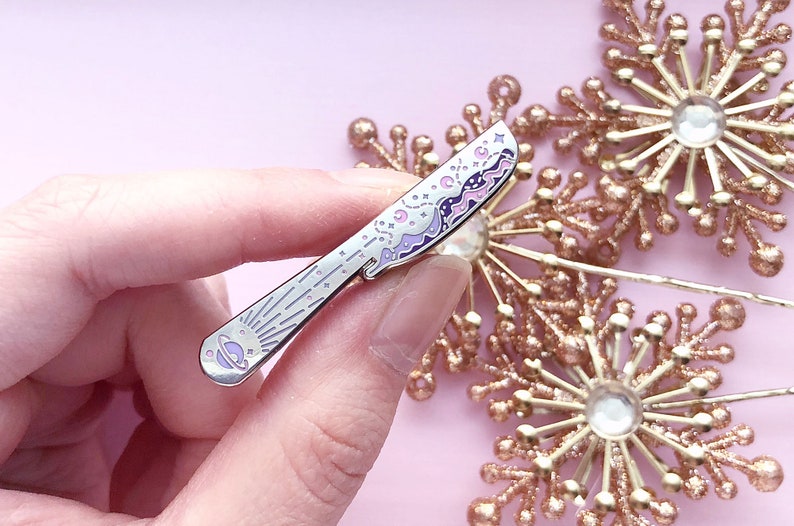 Space Butter Knife Enamel Pin Etsy