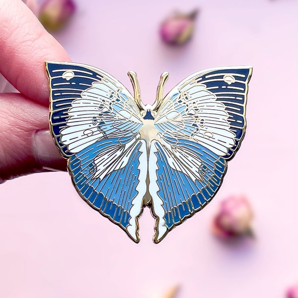 Blue Oakleaf Butterfly Enamel Pin