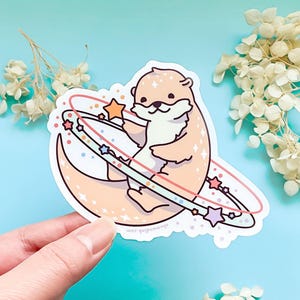 Cosmic Otter Clear Vinyl Sticker