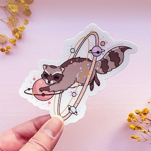 Cosmic Raccoon Clear Vinyl Sticker