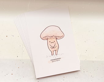 Eight Cute Mushrooms Mini Original Art Print 2020 Set