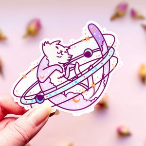 Cosmic Cat Clear Vinyl Sticker image 1