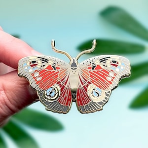 European Peacock Butterfly Enamel Pin