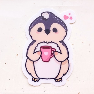 Cozy Penguin Clear Vinyl Sticker