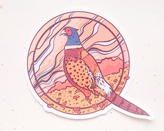 Ring-Necked Pheasant Bird Art Clear Vinyl Sticker