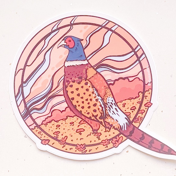 Ring-Necked Pheasant Bird Art Clear Vinyl Sticker