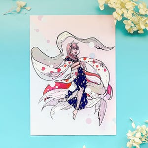 Five-Tailed Kitsune Woman Art Print