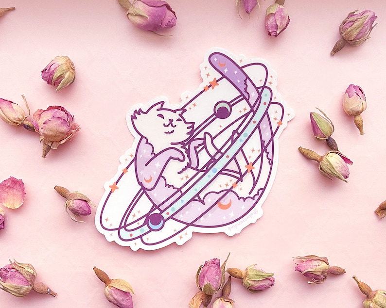 Cosmic Cat Clear Vinyl Sticker image 3