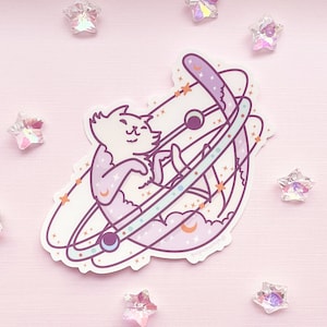 Cosmic Cat Clear Vinyl Sticker image 7