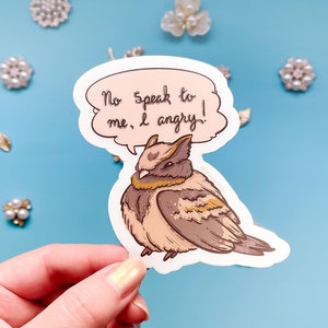 Pegatina de vinilo transparente con diseño de pájaro enojado Nightjar