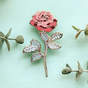 Red Tea Rose Enamel Pin