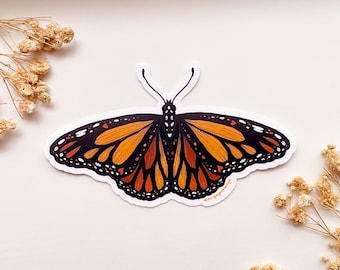 Pegatina de vinilo transparente de mariposa monarca
