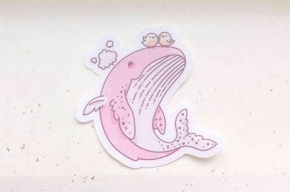 Flying Whale Clear Vinyl Sticker