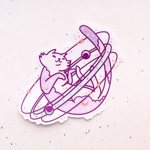 Cosmic Cat Clear Vinyl Sticker image 8