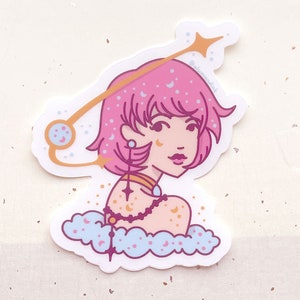 Aquamarine March Star Witch Clear Vinyl Sticker