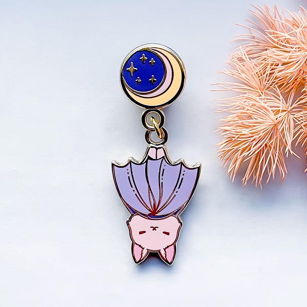 Mond hängende Baby Fledermaus baumeln Emaille Pin