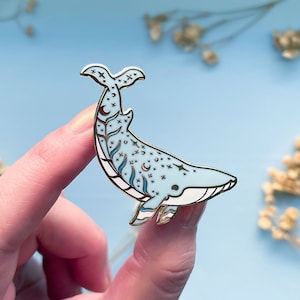 Moon Dedication Minke Whale Enamel Pin